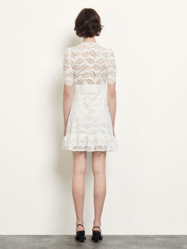 Sandro White Lace Mini Broderie Anglaise Wrap Around Dress New With Tags Size 36 — image 2 of 8